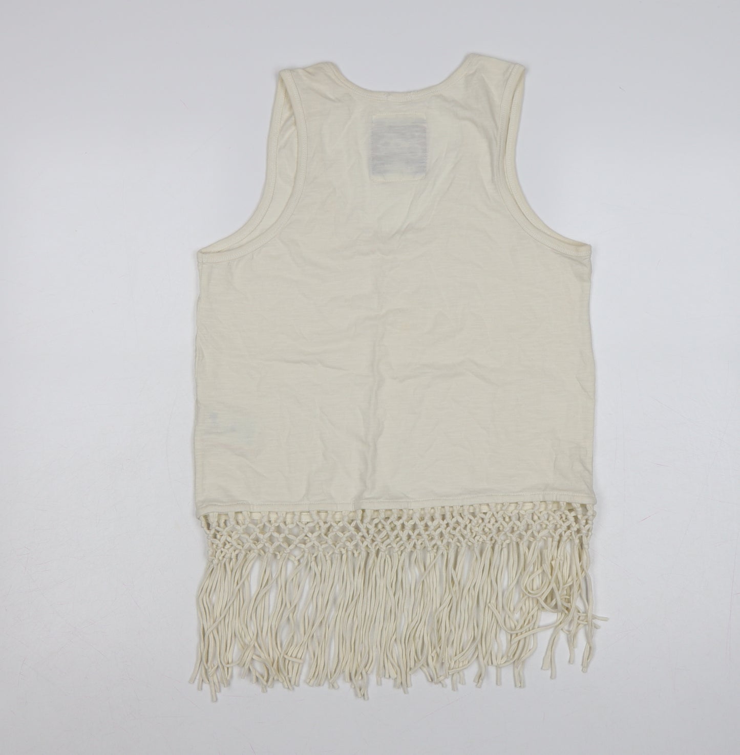 Superdry Womens Ivory Fringe Festival Tank Top Size S