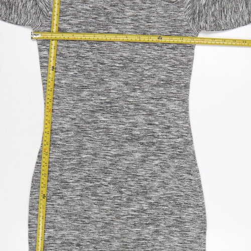 Superdry Women Grey Bodycon Jersey Dress Size M Long Sleeve