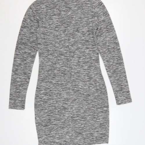 Superdry Women Grey Bodycon Jersey Dress Size M Long Sleeve