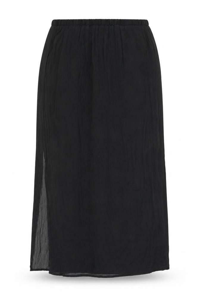 Qed London Women’s Black Long Chiffon Straight Skirt Size 14