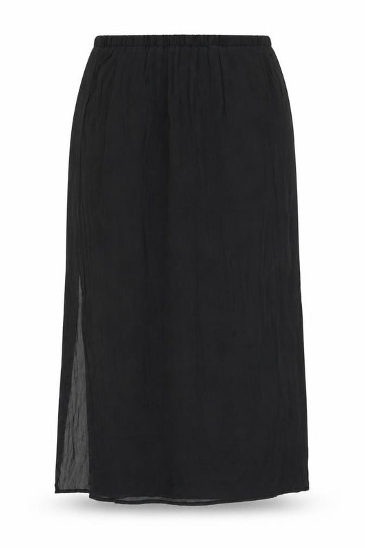 Qed London Women’s Black Long Chiffon Straight Skirt Size 14