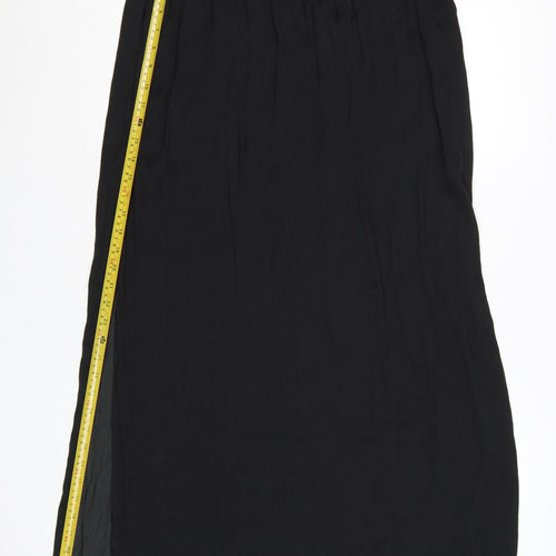 Qed London Women’s Black Long Chiffon Straight Skirt Size 14