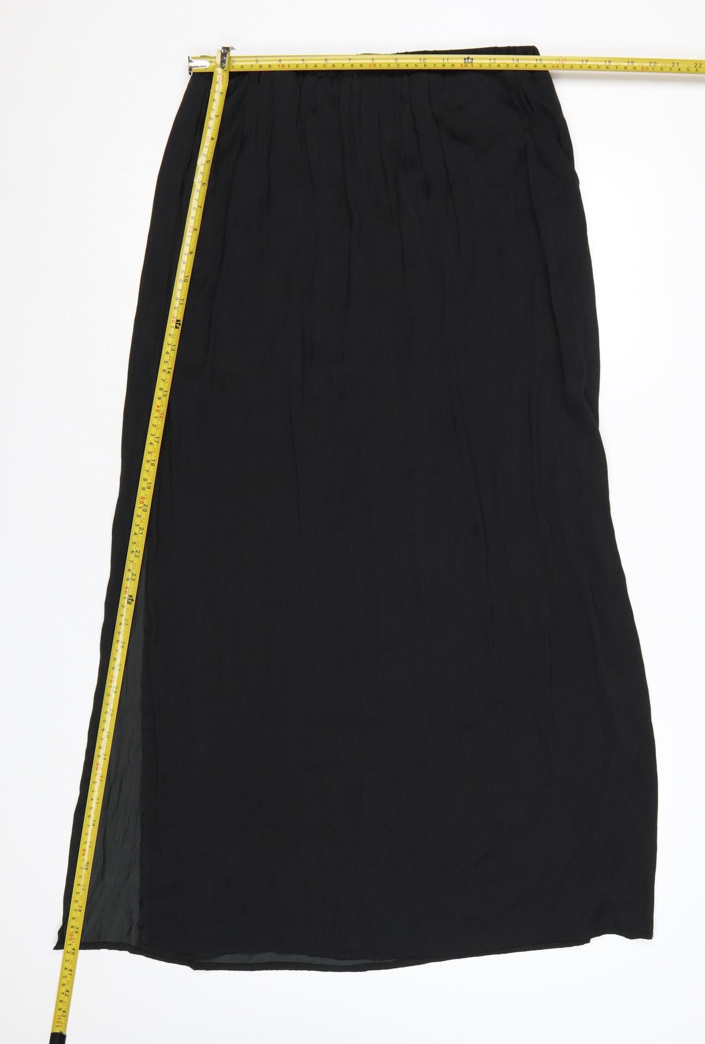 Qed London Women’s Black Long Chiffon Straight Skirt Size 14