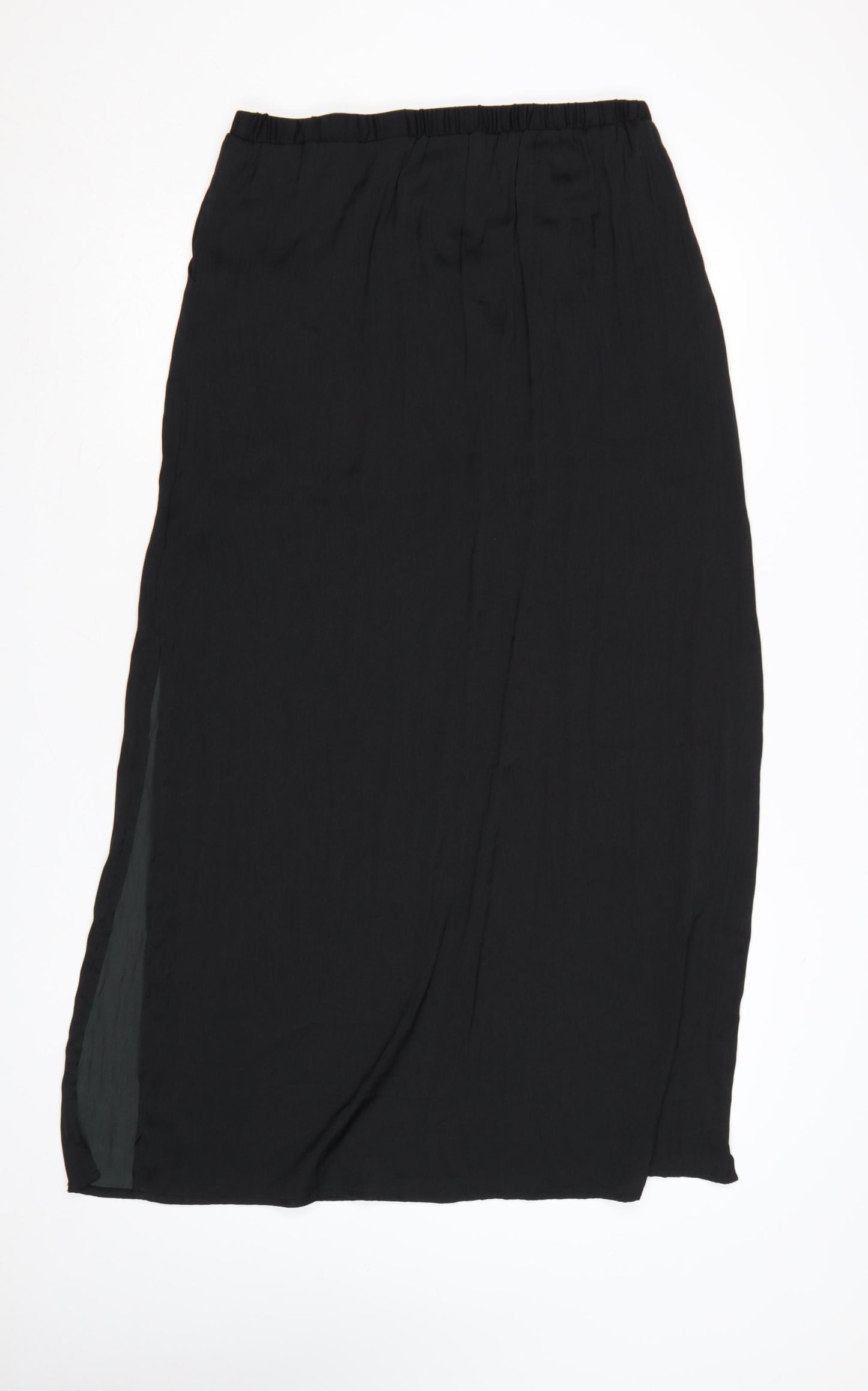 Qed London Women’s Black Long Chiffon Straight Skirt Size 14