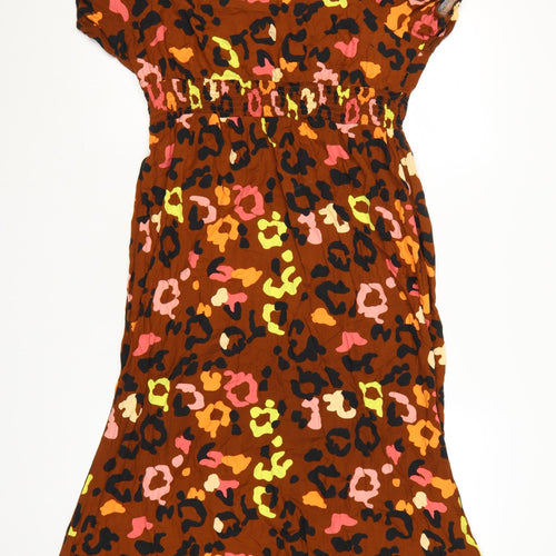 Never Fully Dressed Women Brown Animal Print Viscose A-Line Dress Size 16