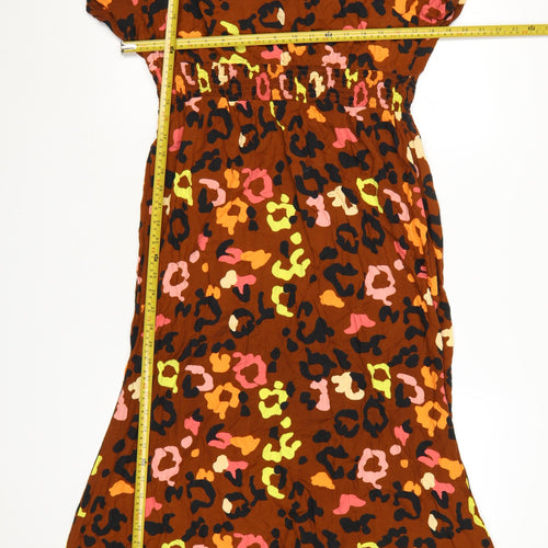 Never Fully Dressed Women Brown Animal Print Viscose A-Line Dress Size 16