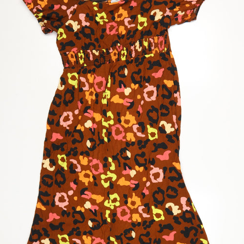 Never Fully Dressed Women Brown Animal Print Viscose A-Line Dress Size 16