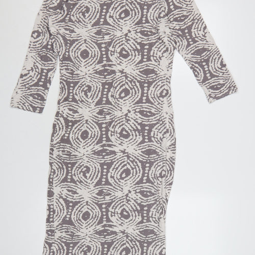 A Postcard From Brighton Women's Grey Geometric Bodycon Midi Dress M