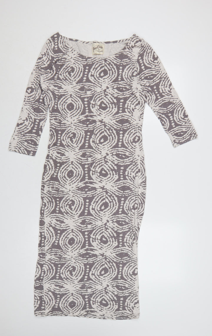 A Postcard From Brighton Women's Grey Geometric Bodycon Midi Dress M