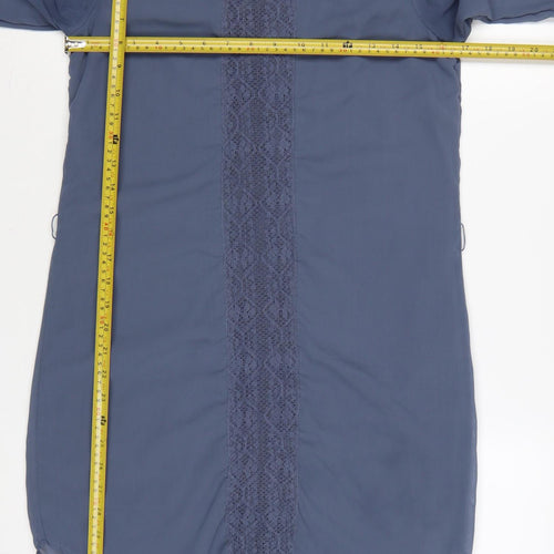 Vila Women Blue S Shirt Dress Lace Detail Long Sleeve Polyester