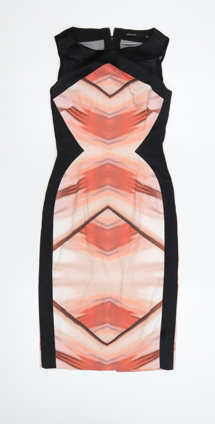 Karen Millen Women’s Multicoloured Sleeveless Bodycon Dress Size 8