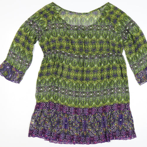 Wallis Petite Women's Multicoloured Geometric Sheer Beach Cover Up L