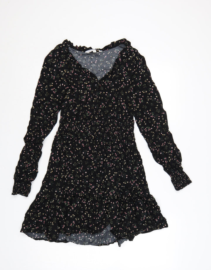 Apricot Women’s Black Floral Fit & Flare Short Dress Size 10