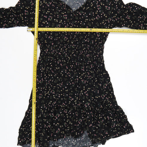 Apricot Women’s Black Floral Fit & Flare Short Dress Size 10