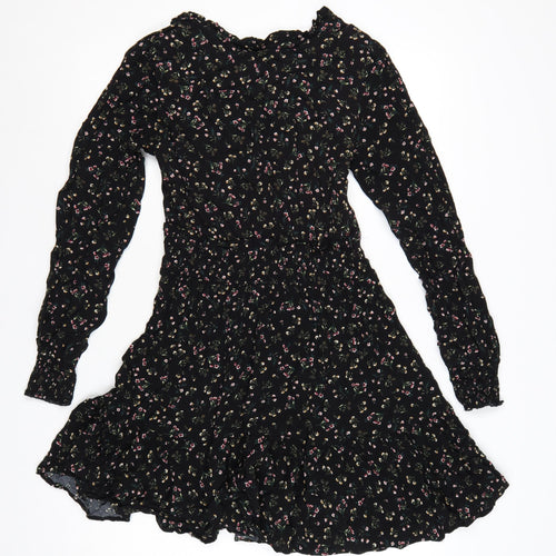 Apricot Women’s Black Floral Fit & Flare Short Dress Size 10