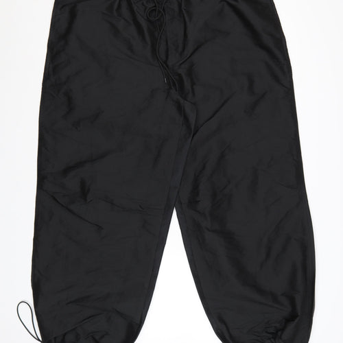 Topshop Women Black M Jogger Trousers with Elastic Waist and Drawstring