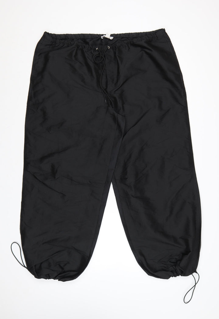 Topshop Women Black M Jogger Trousers with Elastic Waist and Drawstring