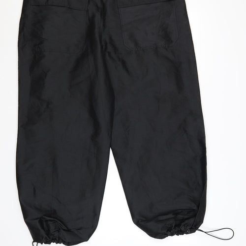 Topshop Women Black M Jogger Trousers with Elastic Waist and Drawstring