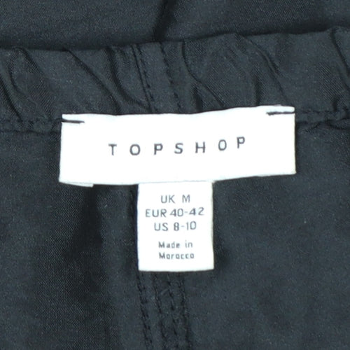 Topshop Women Black M Jogger Trousers with Elastic Waist and Drawstring