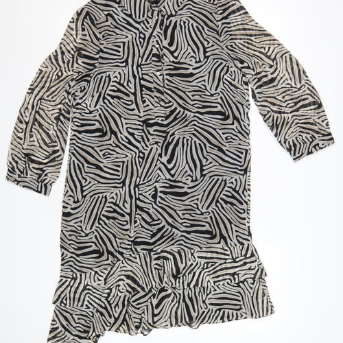 Phase Eight Women’s Black Animal Print Shirt Dress UK 8