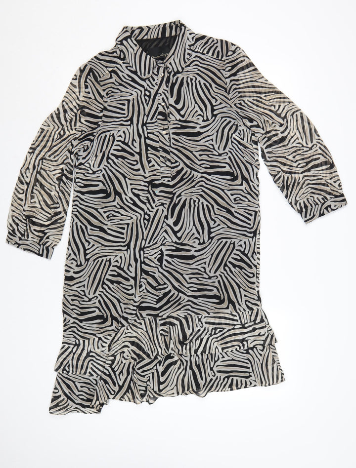 Phase Eight Women’s Black Animal Print Shirt Dress UK 8