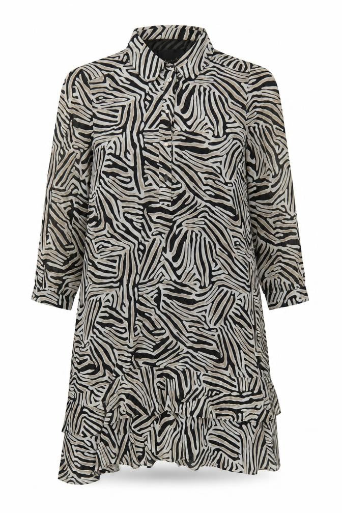 Phase Eight Women’s Black Animal Print Shirt Dress UK 8