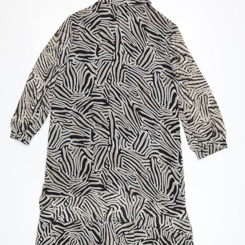 Phase Eight Women’s Black Animal Print Shirt Dress UK 8