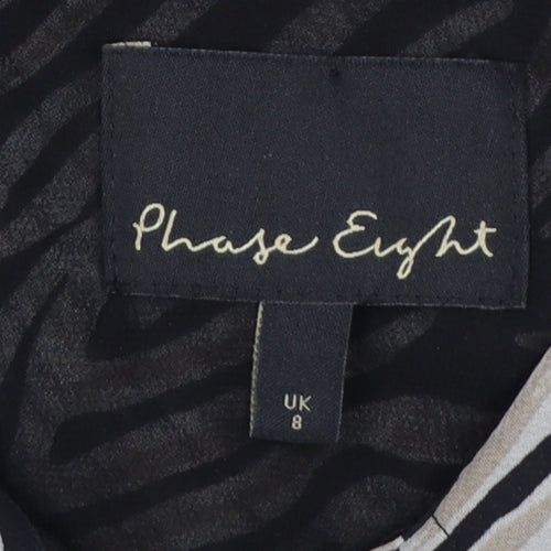 Phase Eight Women’s Black Animal Print Shirt Dress UK 8