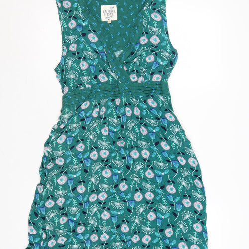 Mantaray Faithful & True Green Floral Sleeveless Wrap Dress Size 12