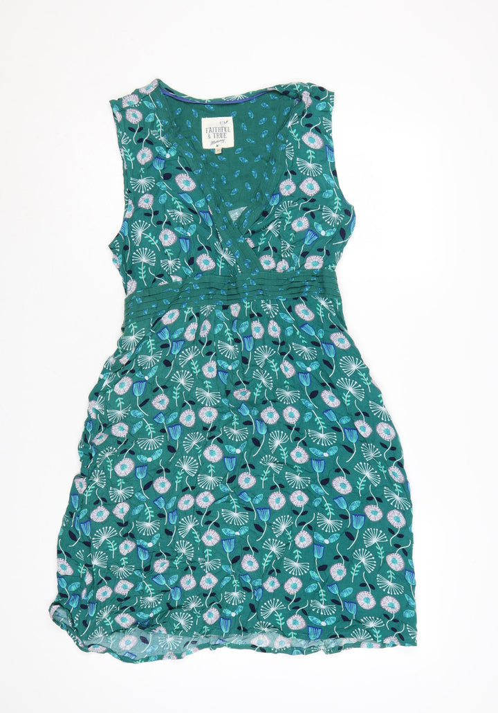 Mantaray Faithful & True Green Floral Sleeveless Wrap Dress Size 12