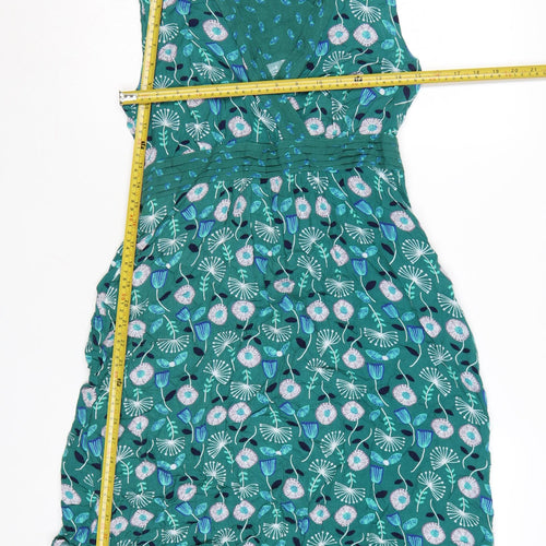Mantaray Faithful & True Green Floral Sleeveless Wrap Dress Size 12