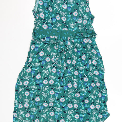 Mantaray Faithful & True Green Floral Sleeveless Wrap Dress Size 12
