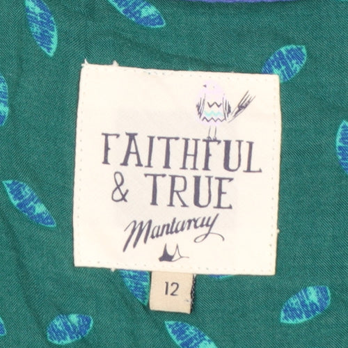 Mantaray Faithful & True Green Floral Sleeveless Wrap Dress Size 12
