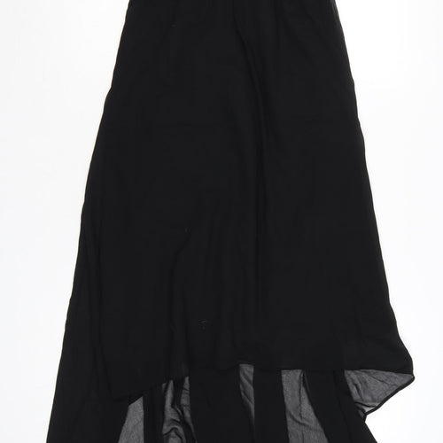 Eva & Lola Women Black Hi-Low Strapless Beaded Chiffon Dress M