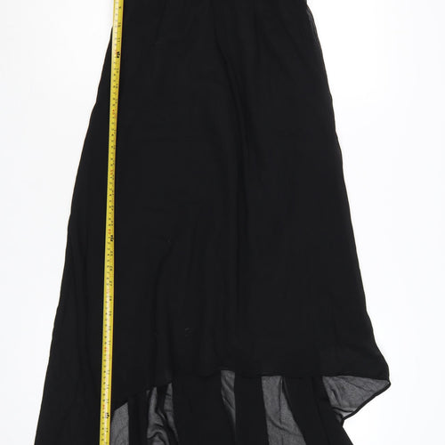Eva & Lola Women Black Hi-Low Strapless Beaded Chiffon Dress M
