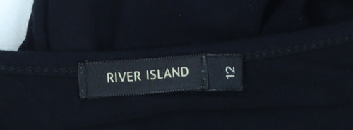 River Island Women Black Size 12 Bodycon Stretch Long Sleeve Dress