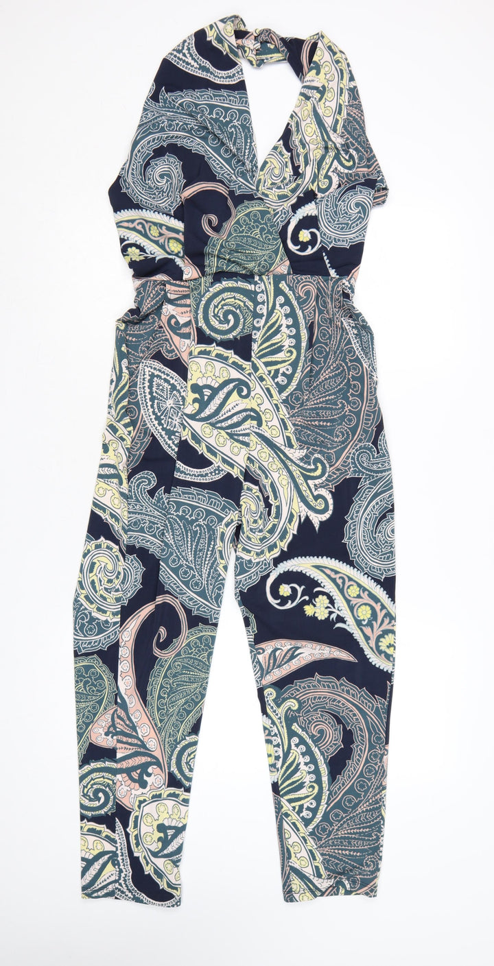 Next Petite Women's Multicoloured Paisley Halter Jumpsuit Size 8