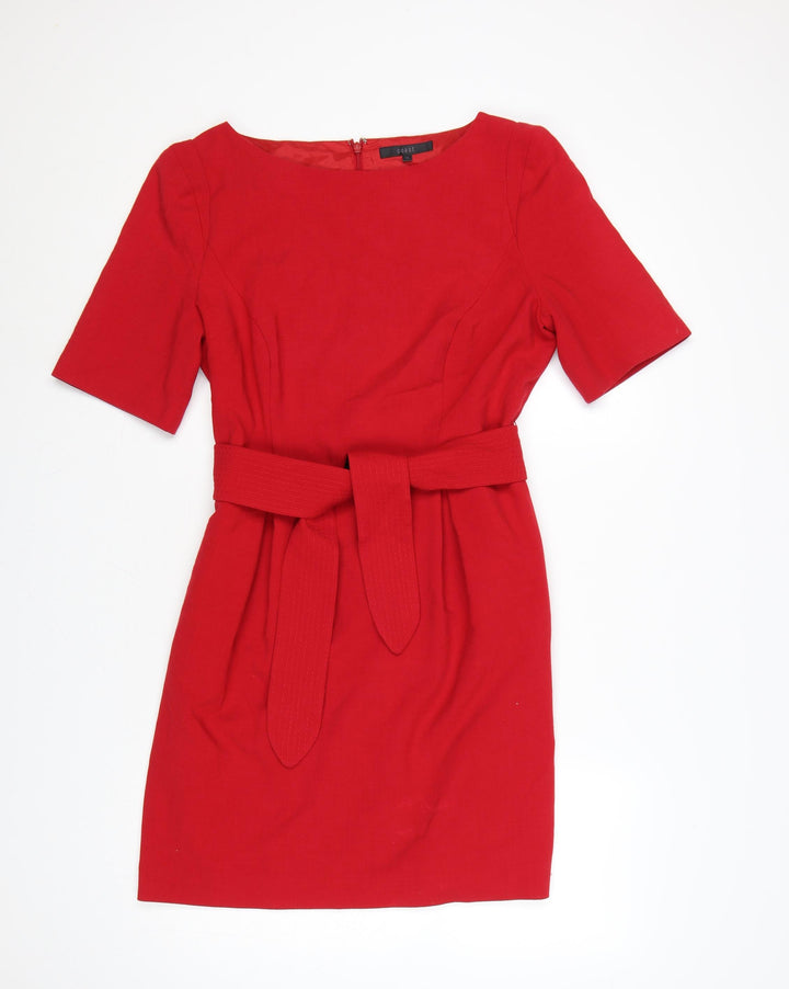 Coast Women Red Size 16 Short Sleeve Belted Shift Dress