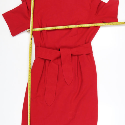 Coast Women Red Size 16 Short Sleeve Belted Shift Dress
