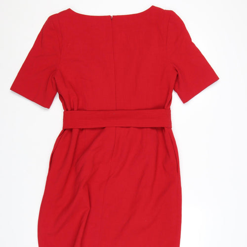 Coast Women Red Size 16 Short Sleeve Belted Shift Dress