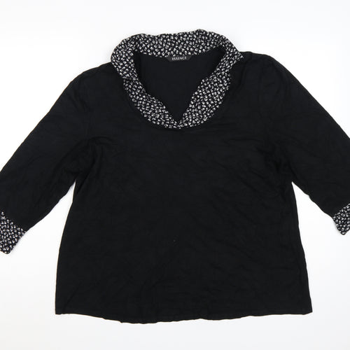 Evans Womens Black Floral Trim Cowl Neck Tunic Blouse Size 20