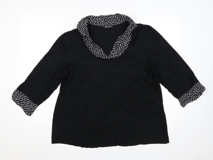 Evans Womens Black Floral Trim Cowl Neck Tunic Blouse Size 20