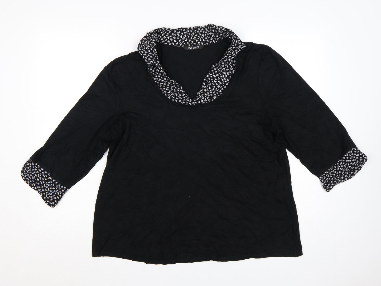Evans Womens Black Floral Trim Cowl Neck Tunic Blouse Size 20