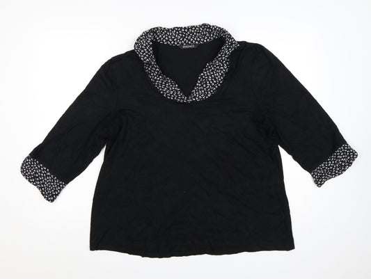Evans Womens Black Floral Trim Cowl Neck Tunic Blouse Size 20