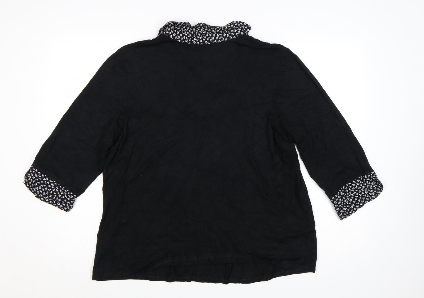 Evans Womens Black Floral Trim Cowl Neck Tunic Blouse Size 20