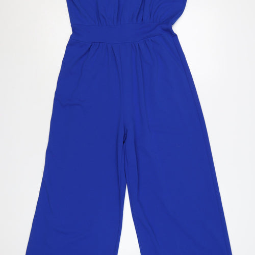 Mela London Women’s Blue Sleeveless Halter Wide-Leg Jumpsuit Size 10