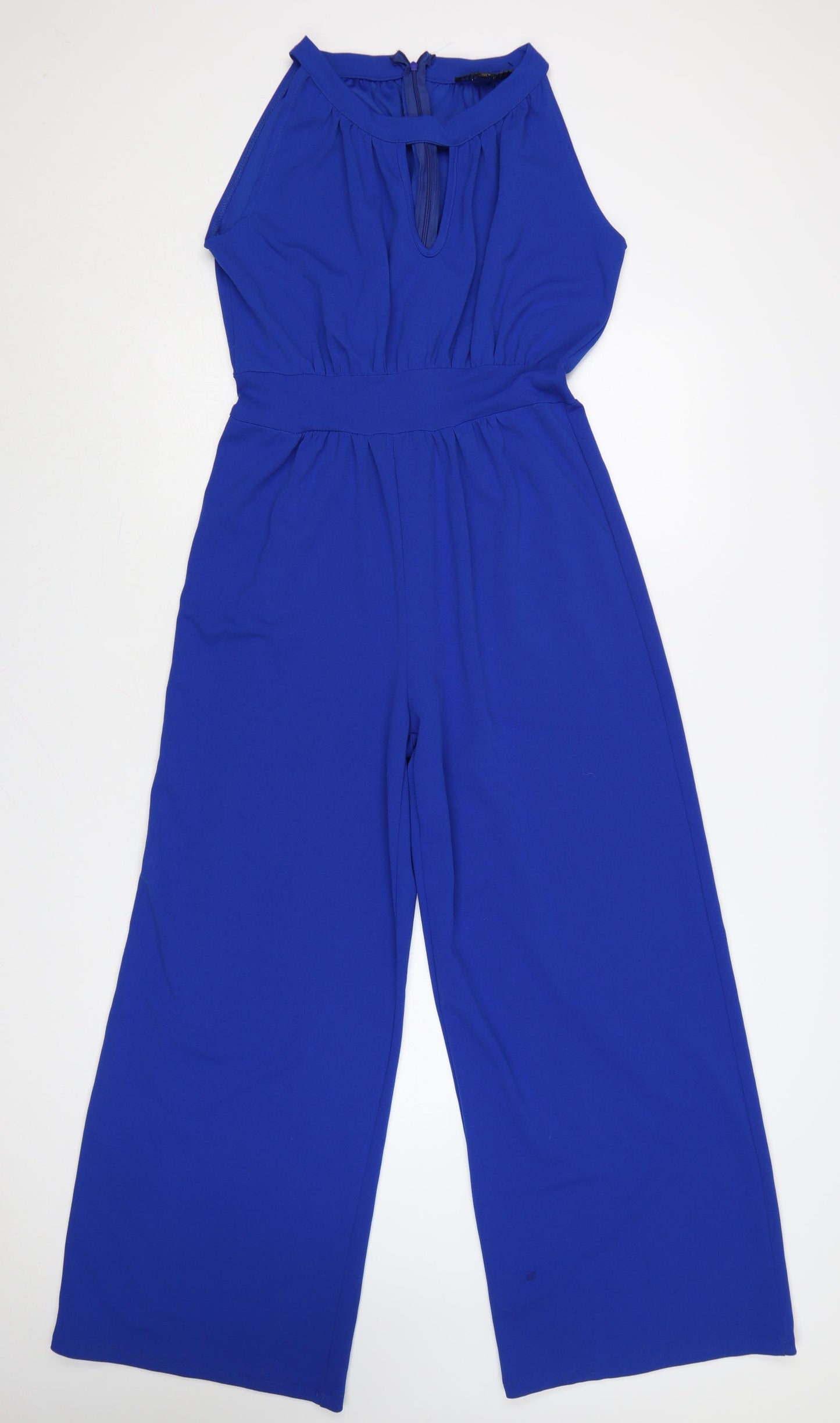 Mela London Women’s Blue Sleeveless Halter Wide-Leg Jumpsuit Size 10