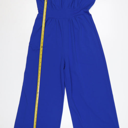 Mela London Women’s Blue Sleeveless Halter Wide-Leg Jumpsuit Size 10