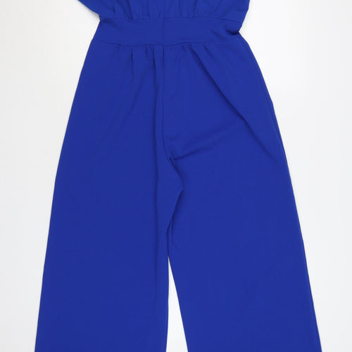 Mela London Women’s Blue Sleeveless Halter Wide-Leg Jumpsuit Size 10