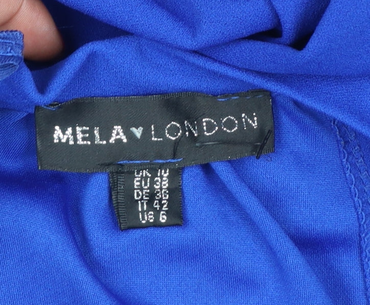 Mela London Women’s Blue Sleeveless Halter Wide-Leg Jumpsuit Size 10